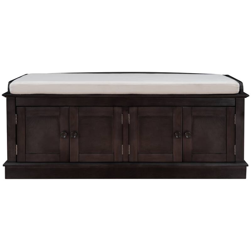 Storage Bench with 4 Doors and Adjustable Shelves