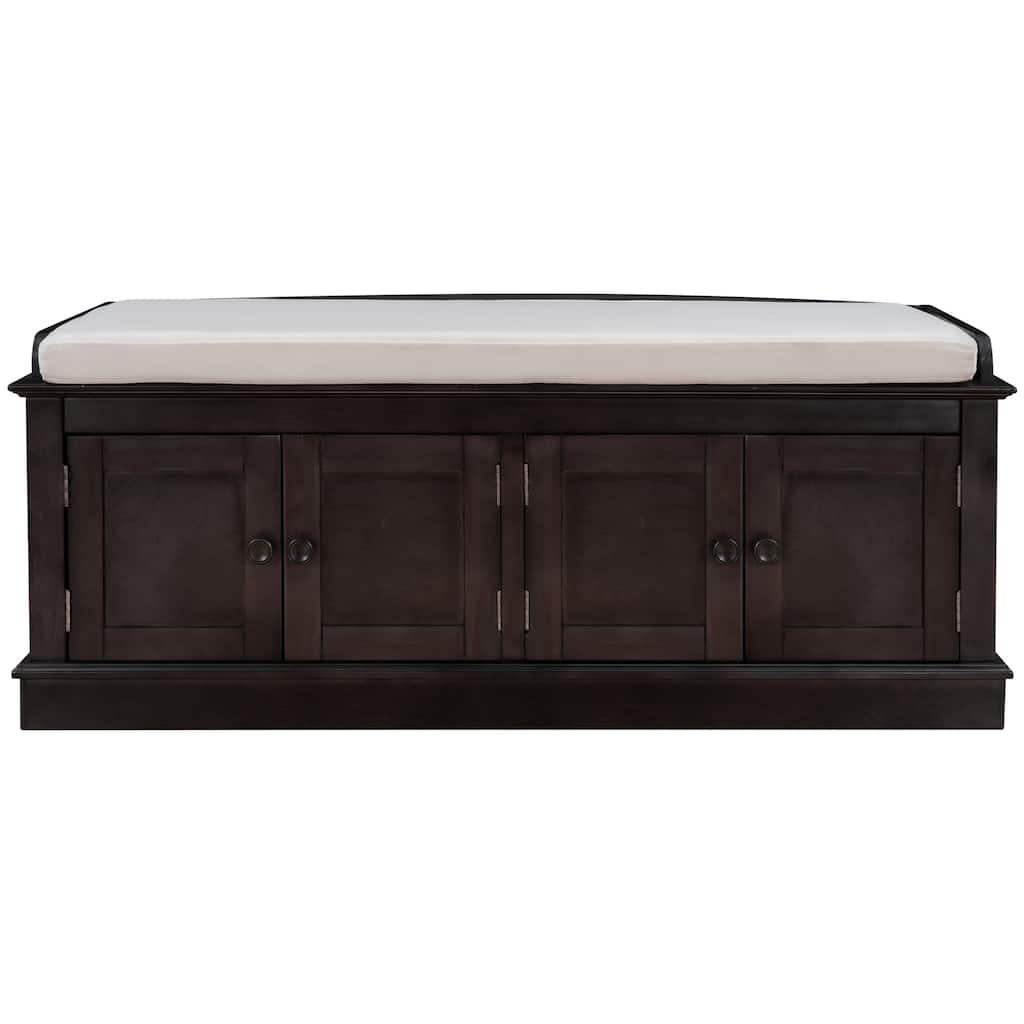 Storage Bench with 4 Doors and Adjustable Shelves