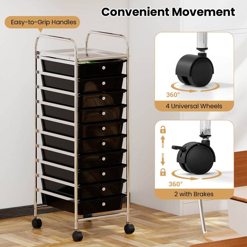 Costway Rolling Storage Cart with Chrome Plated Metal Frame & Lockable - See Details