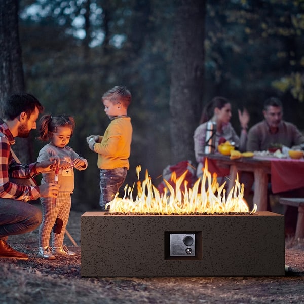 COSIEST Outdoor Rectangle Propane Fire Pit Table, 50000BTU - 42"*17"*13"