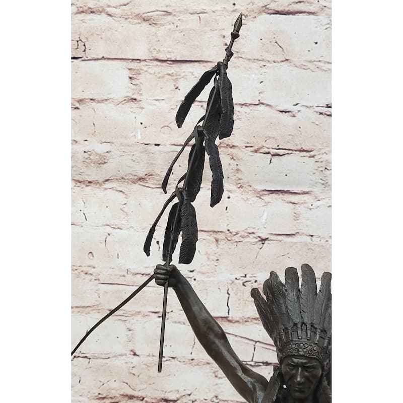 Native American Indian Warrior On Imitative Horseback - Signed Original Bronze Sculpture By Milo