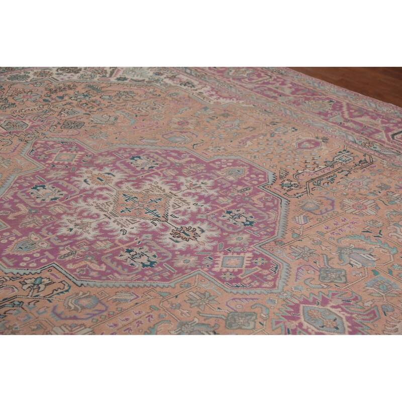 Geometric Tabriz Persian Vintage Area Rug Handmade Wool Carpet - 9'7"x 12'5"