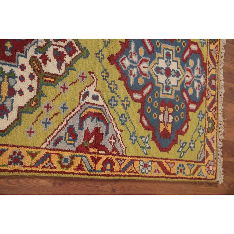 Geometric Kazak Runner Rug Handmade Wool Carpet - 2'7"x 9'11"