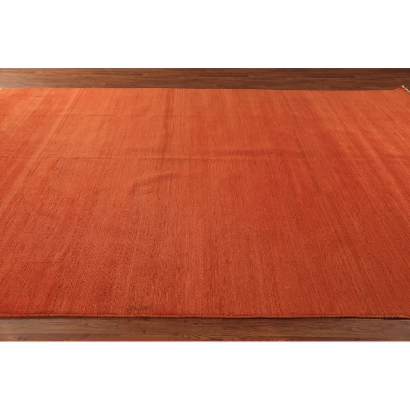 Modern Orange Gabbeh Oriental Area Rug Handmade Wool Carpet - 8'4" x 11'4"