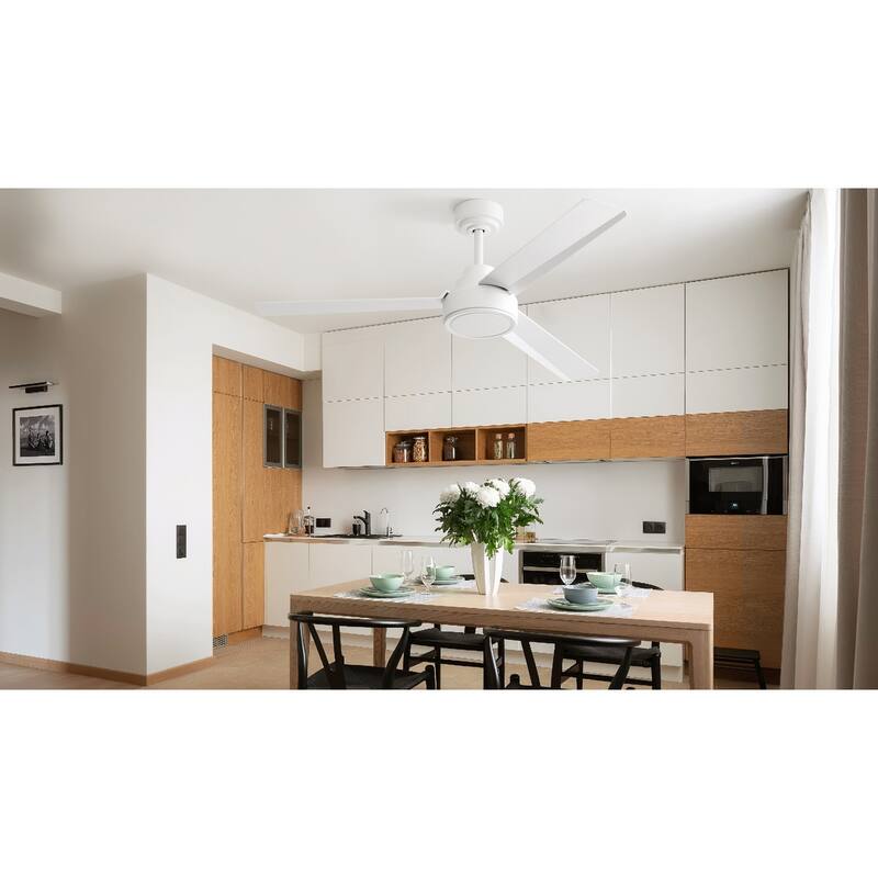 Indoor/Outdoor Reversible Ceiling Fan without Light, 52 Inch Remote Ceiling Fan No Light with 3 ABS Blades - White