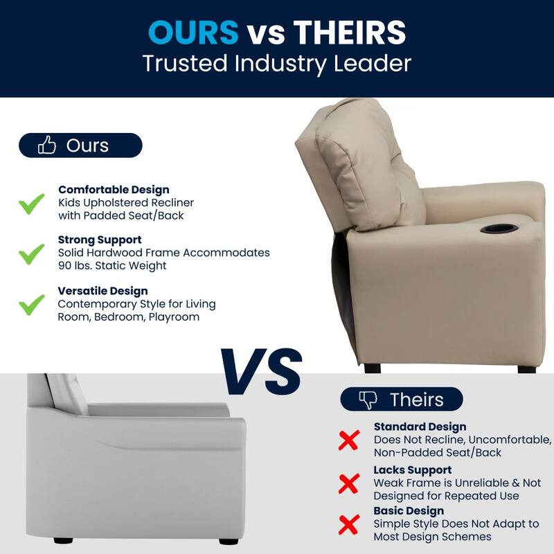 Contemporary Kids Recliner with Cup Holder