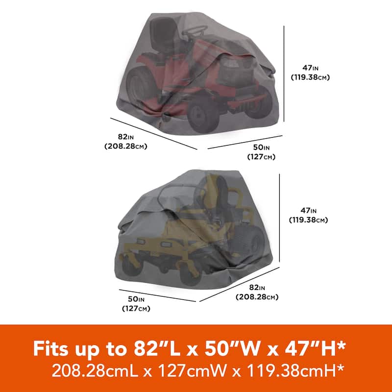 Modern Leisure Garrison Waterproof Riding Lawnmower Cover, Fits Decks up to 62", 82"L x 50"W x 47"H, Heather Gray