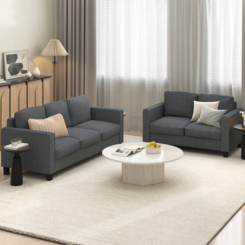 Furinno Bayonne Modern Upholstered 3-Seater Sofa, Beige