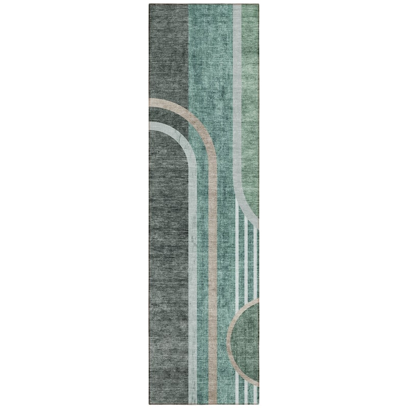Machine Washable Indoor/ Outdoor Chantille Mid Century Modern Rug
