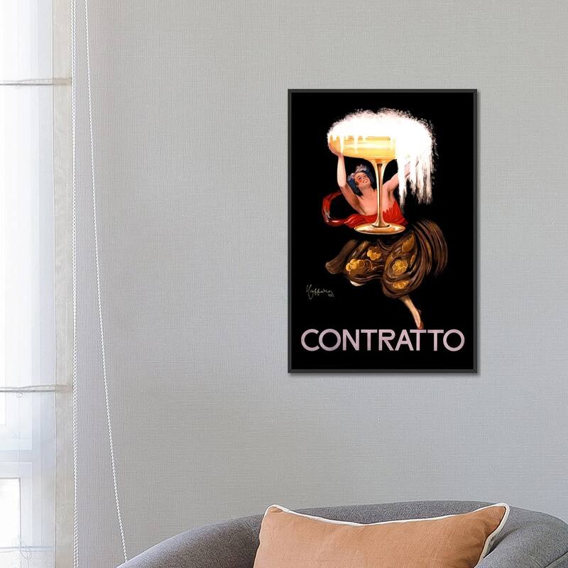 iCanvas "Contratto Champagne Vintage Advertisement" by Leonetto Cappiello Framed Canvas Print