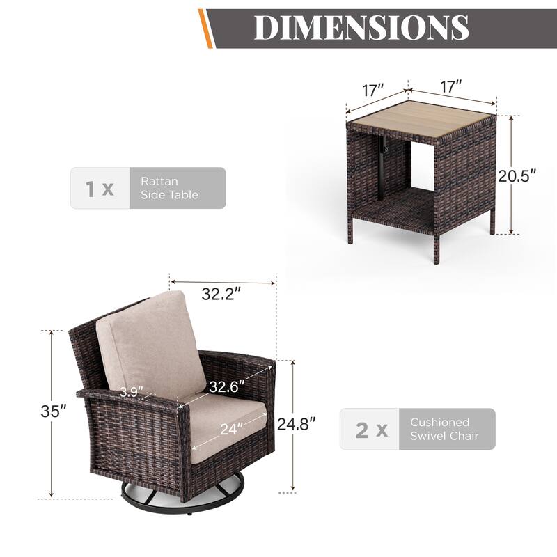 MAISON ARTS 7-Piece Extra-Large Patio Wicker Sofa Conversation Set with Table, Oversize Seat with 5.5'' Thick Padded Cushion