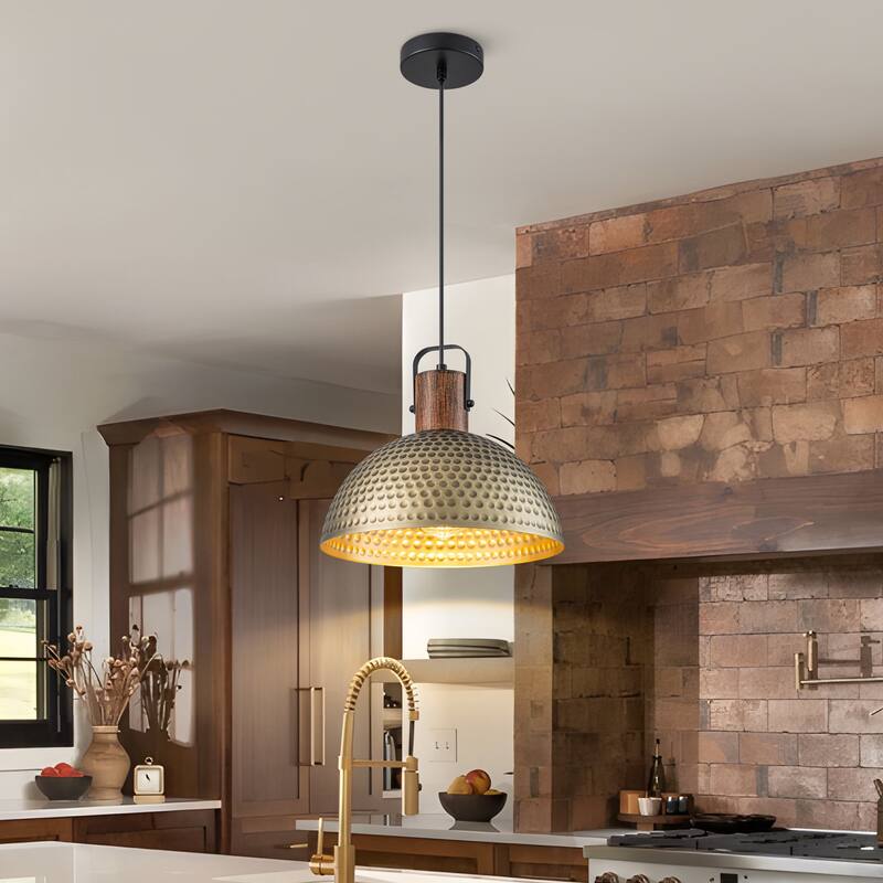 Starsky Modern 11.81in./15.75in.Dome Pendant Light with Hammered Shade
