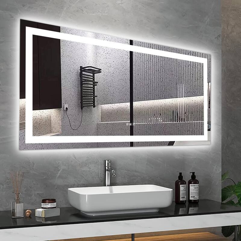 60" x 32" Rectangular Frameless Dimmable Wall Mounted LED Bathroom Vanity Mirror - 60''32''