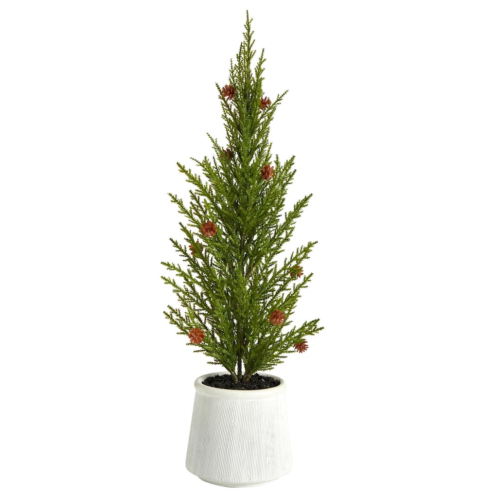 20 Inch Artificial Christmas Tree with Planter - Rustic Pine Holiday Decor - Green - 51-60 Inches