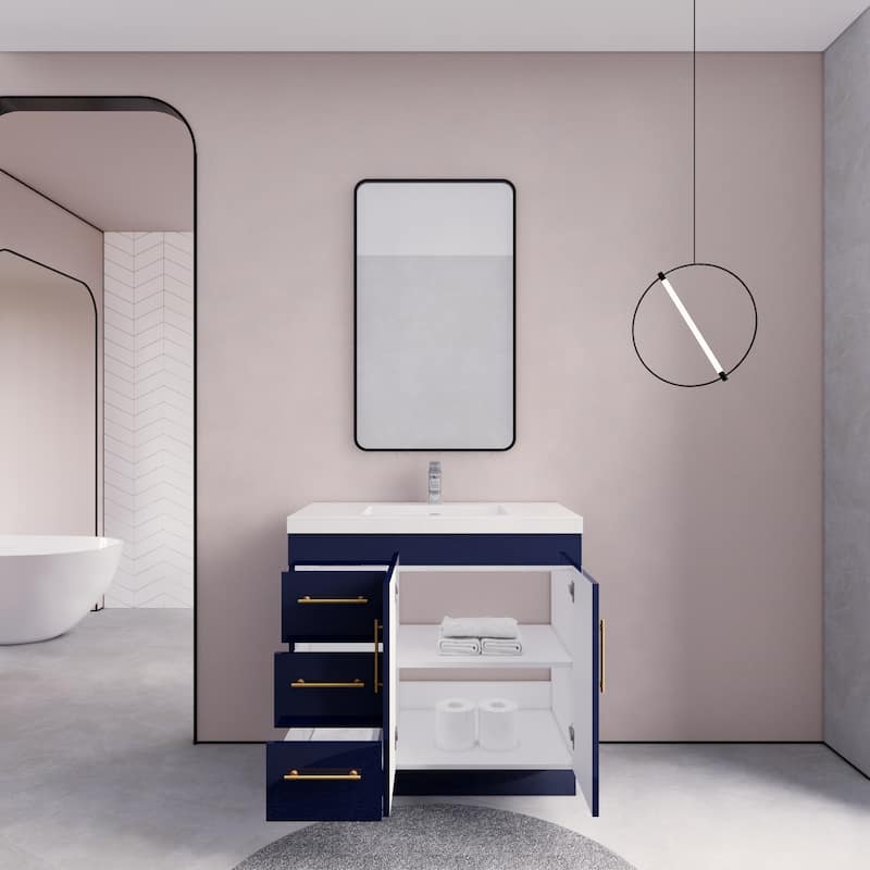 Eliza 36'' Freestanding Vanity(Left Drawers) with Single Sink
