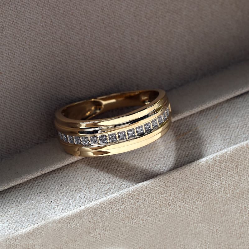 De Couer IGI Certified 1/20ct TDW Diamond Wedding Band in 10k Gold for Men