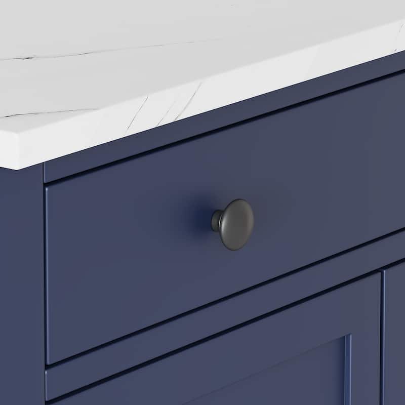 Kitchen Pantry with Drawer, Adjustable Shelves & Faux Marble Top, Buffet Food Cabinet, Coffee Bar Cabinet with 2 Door Shelves