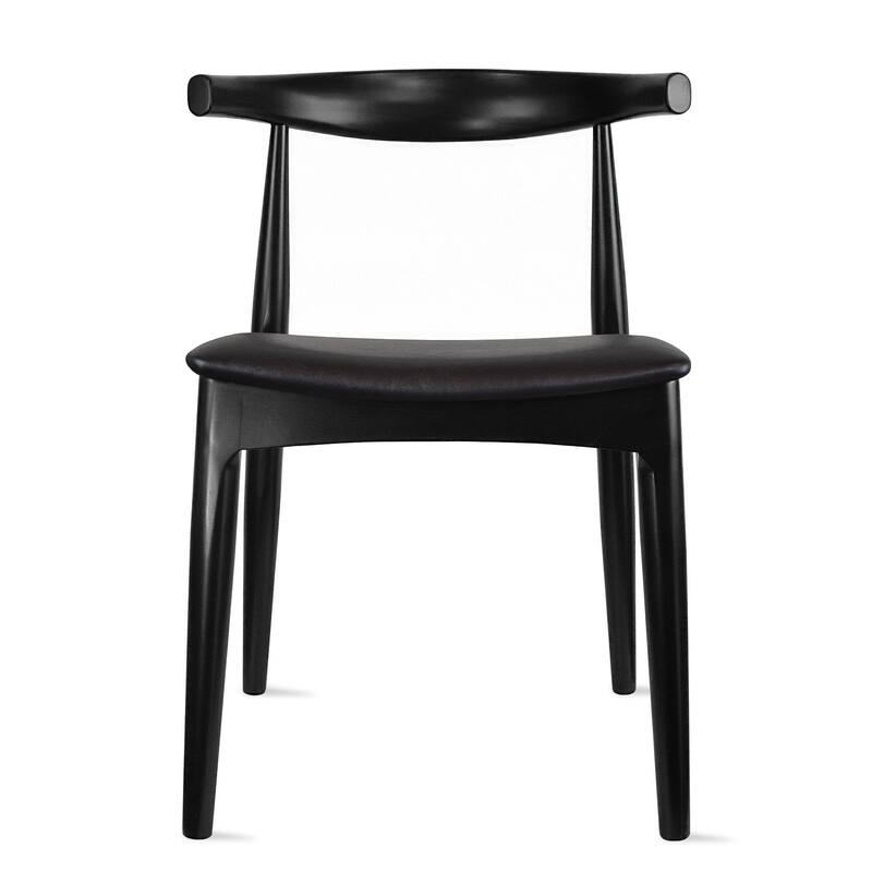Set of 2 Kennedy Elbow Chairs Farmhouse Wooden Dining Chairs With PU Leather Or Fabric Cushion Seat, Modern Accent Side Chairs