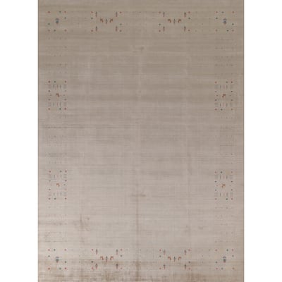 Gabbeh Area Rug Hand-Knotted Tribal Wool Carpet - 7'10" x 9'10"