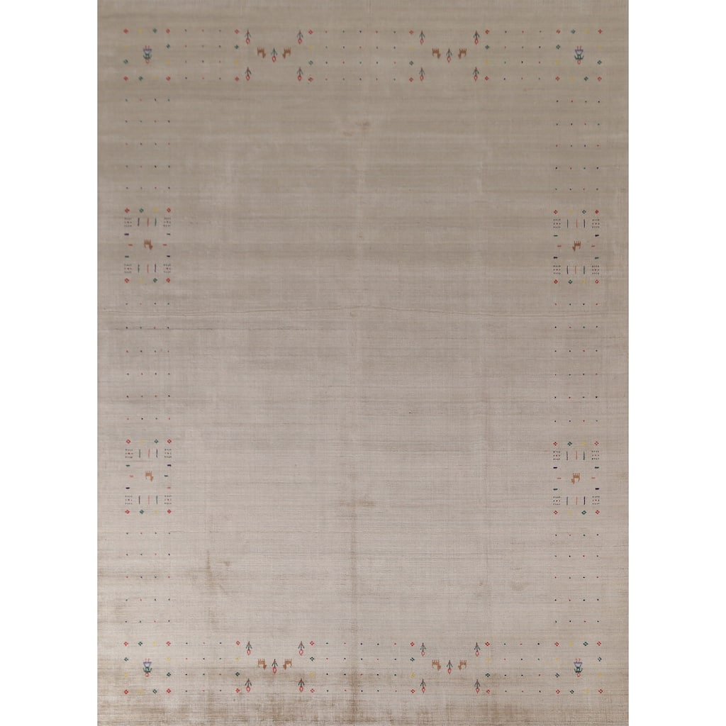 Gabbeh Area Rug Hand-Knotted Tribal Wool Carpet - 7'10" x 9'10"