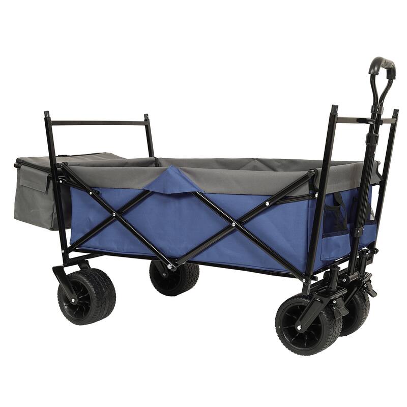 480Lbs Collapsible Wagon with Canopy,Wagon Stroller with 7" All-Terrain Wheels, Lightweight Foldable Wagon, with Mosquito Net