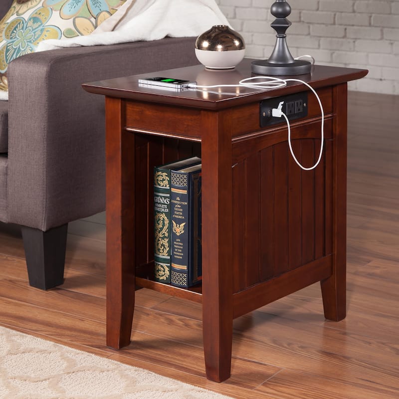 AFI Nantucket Chair Side Table with Built-in Charger