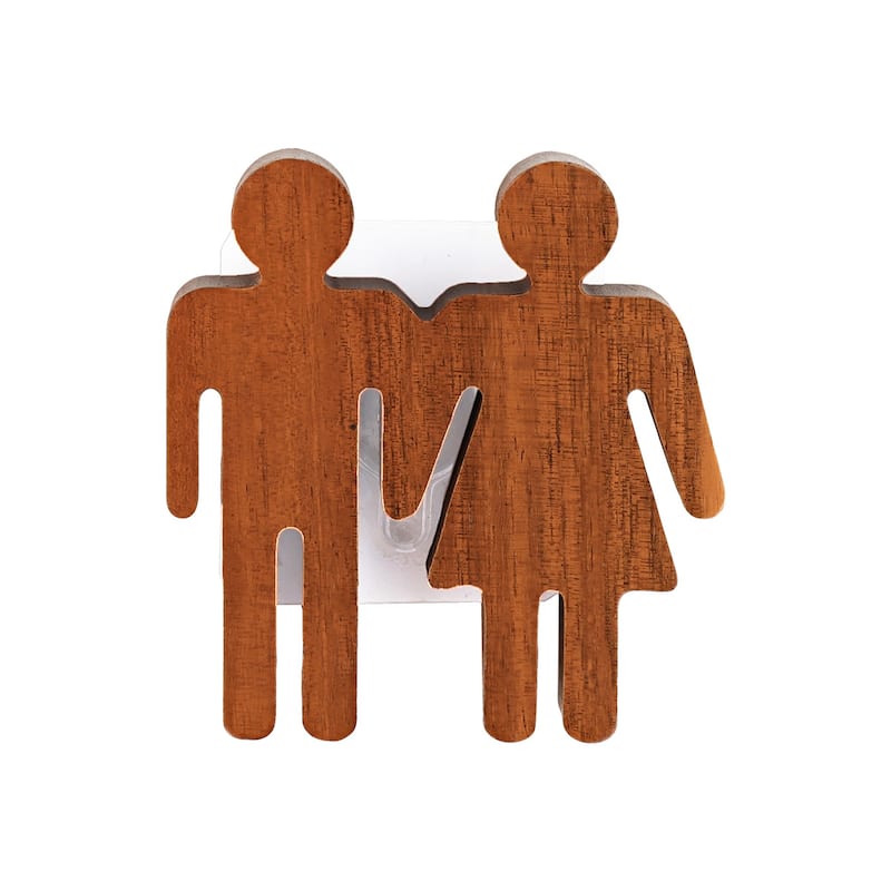 Wooden Restroom Door Sign - 4"L x 0.5"W x 4"H