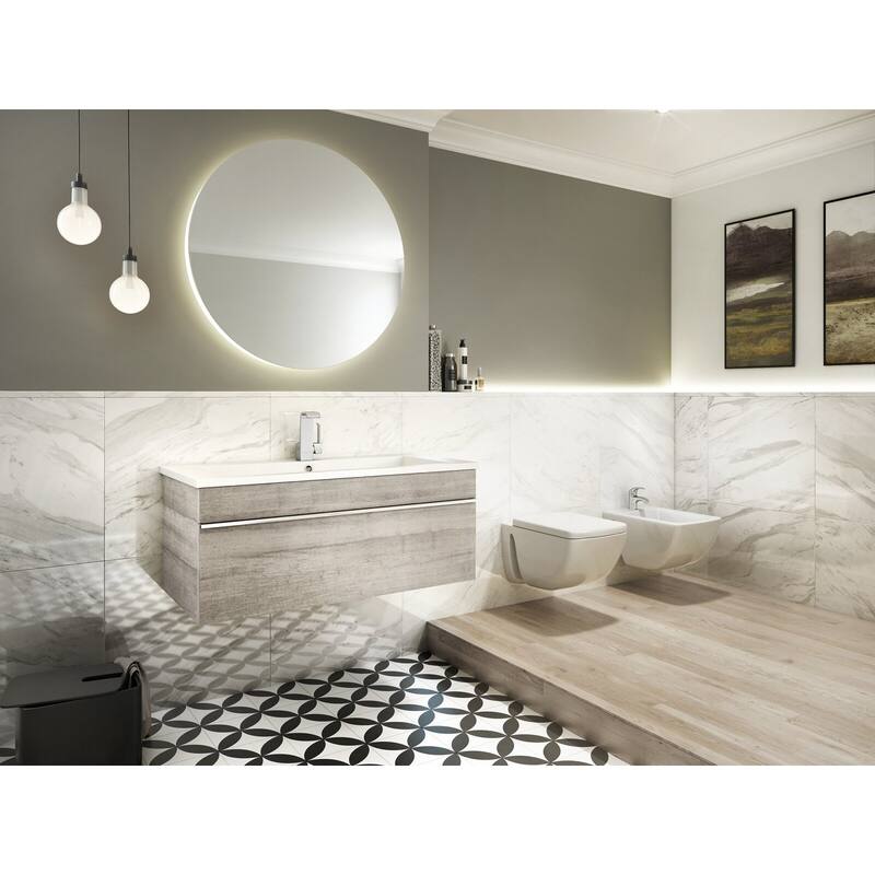 Trough Collection 42" Wall Mount Cultured Marble Top Bathroom Vanity with Sink and Drawer