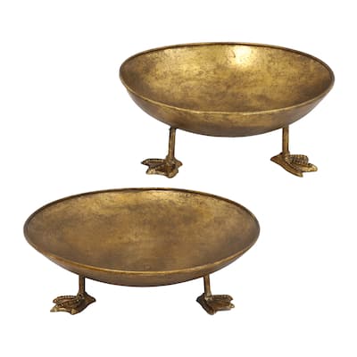 A&B Home Set of 2 Iron Accent Trays with Duck Feet