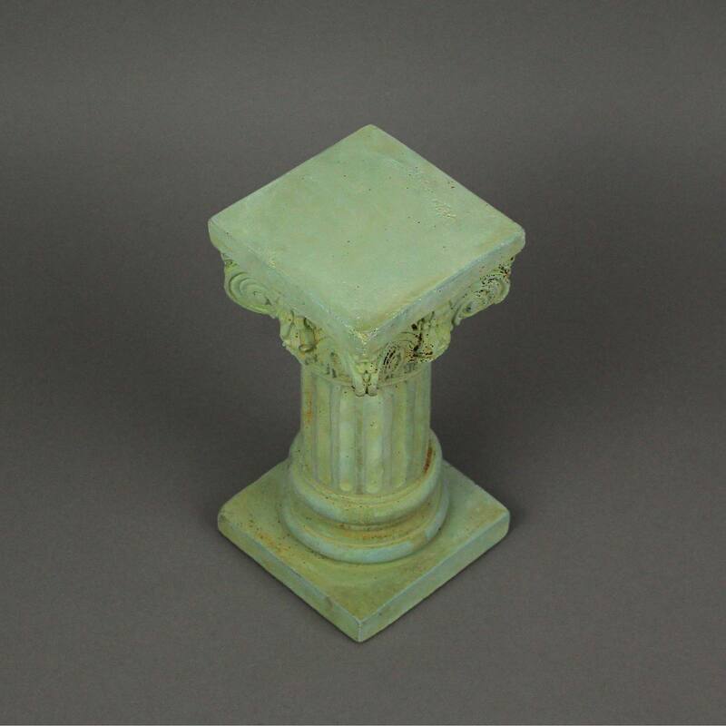 Green Finish Concrete Roman Ionic Column Pillar Pedestal 8.25 Inch - 8.25 X 4 X 4 inches