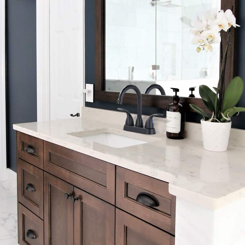 WOWOW 4 in. Centerset Double Handle High Arc Bathroom Faucet