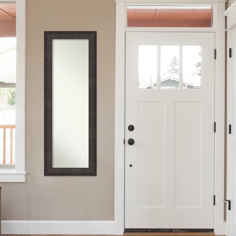 Dappled Non-Beveled Wood Framed Full-Length On the Door Mirror - Glass Size 14x48