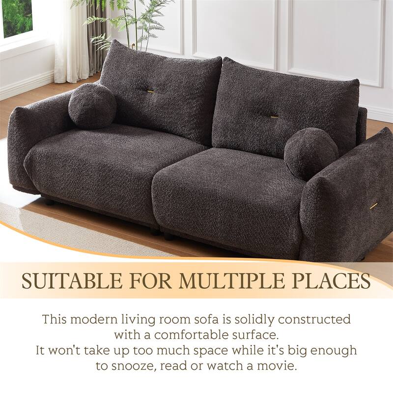 90'' Comfortable Sofa with 2 Cushions, 2 Ball Pillows, Two Sets