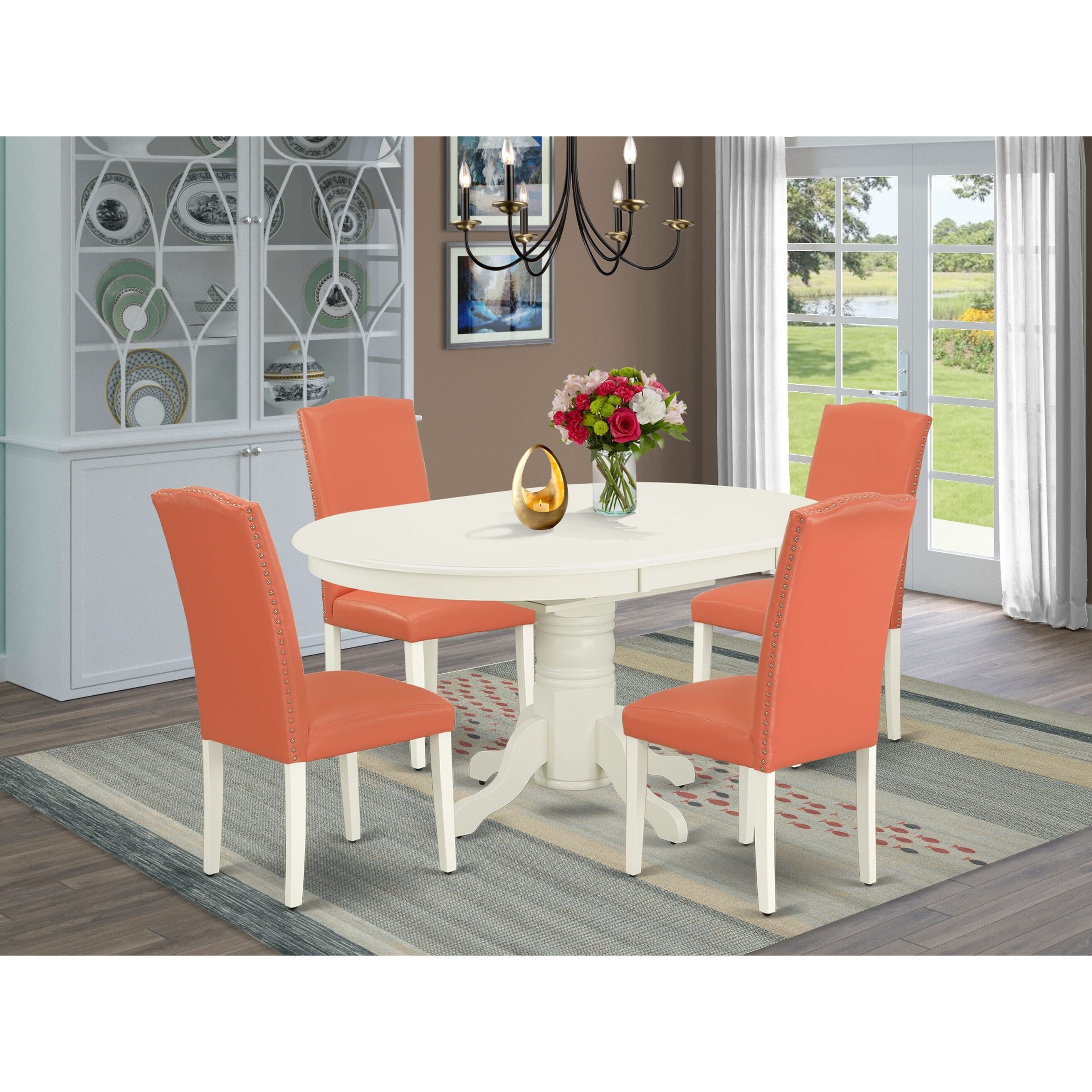 East West Furniture Kitchen Table Set an Oval Dining Table and