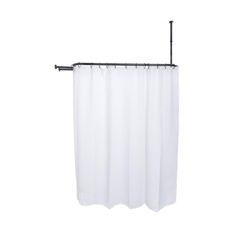 Utopia Alley Rustproof Aluminum Hoop Shower Rod 45.7x22", with White Shower Curtain 180x70"