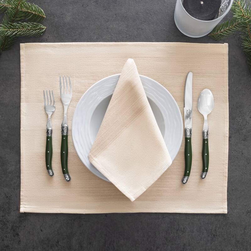 French Home Set of 4 Cream and Tan Striped Placemats