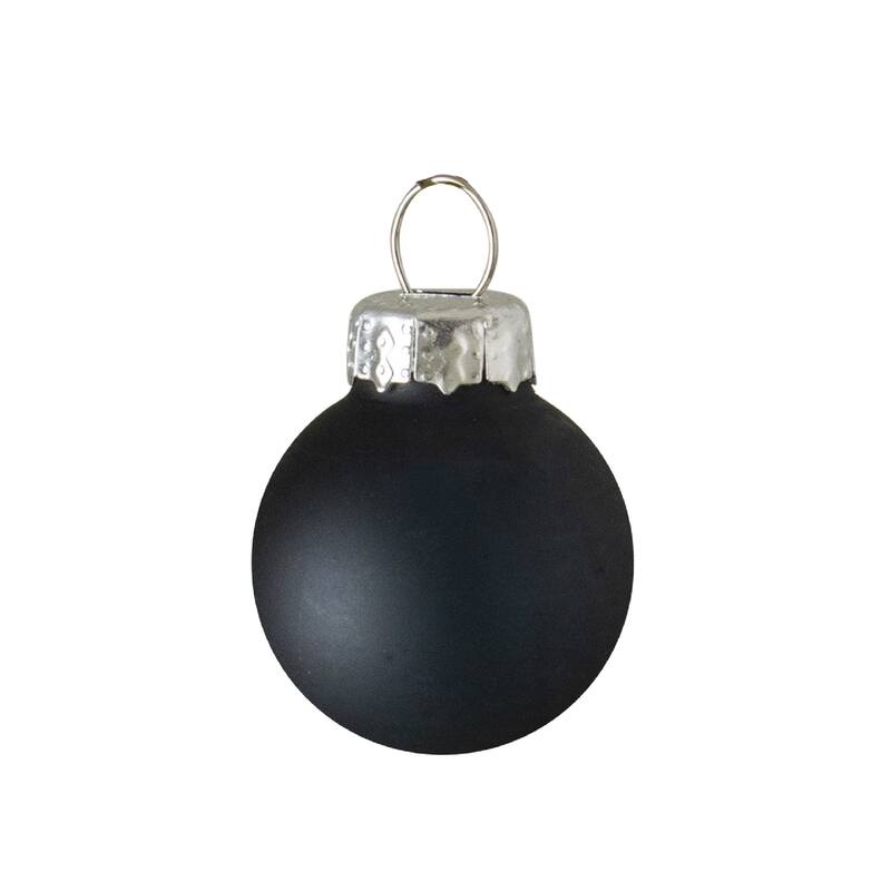 2-Finish Glass Ball Christmas Ornaments - 2.5" (65mm) - Black - 9ct