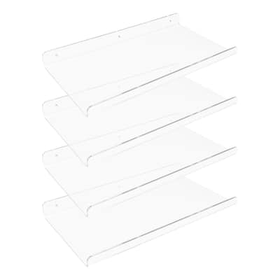 Acrylic Floating Shelves for Wall Mounted, Clear Acrylic Shelves for Bedroom and Kitchen Room Wall Display Shelf Clear