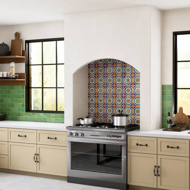 Merola Tile Provincial Deco Cabeca 6" x 6" Porcelain Wall Tile - (1 Tile) - (1 Tile)