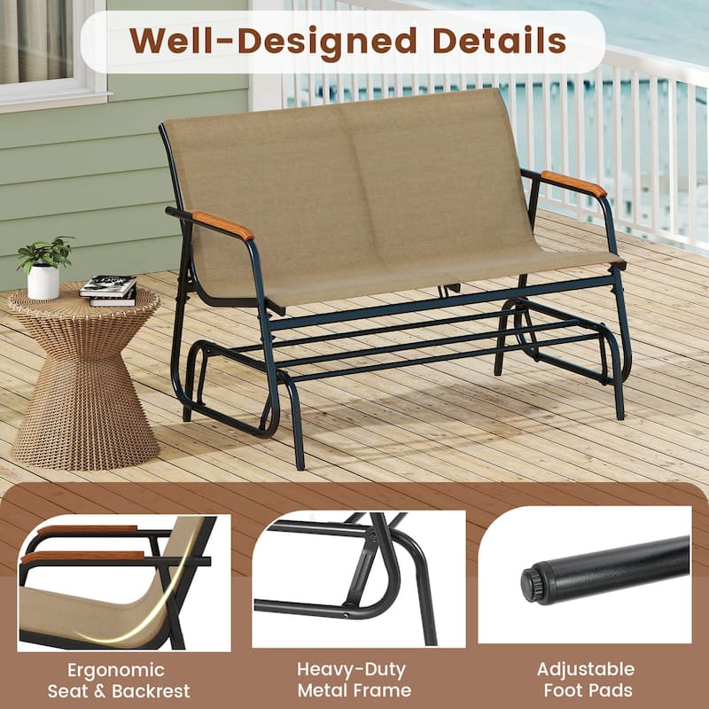 Costway Patio Glider Bench for 2 Swing Gliding Loveseat with Curved - See Details