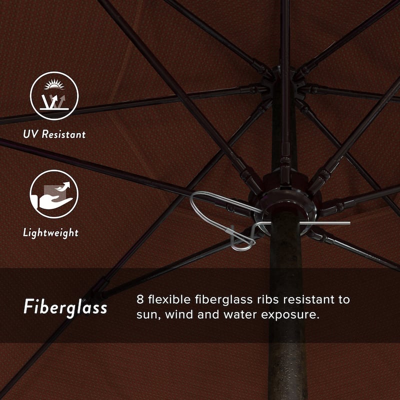 California Umbrella 7.5' Venture Series Patio Umbrella, Bronze Aluminum Pole Fiberglass Ribs Push Lift, Olefin Royal Blue