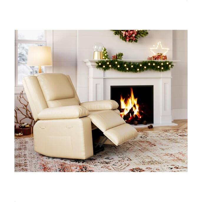 Leather Power Lift Recliner with Heat & Massage, Pockets for Elderly