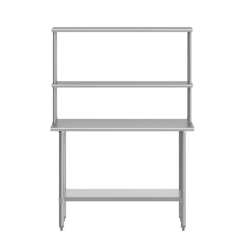 Commercial Stainless Steel Worktable with 2 Overshelves and 1 Undershef