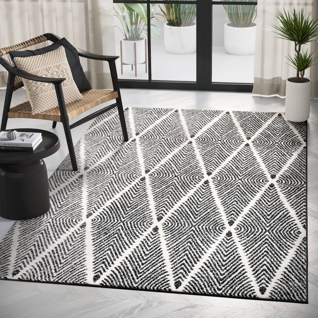 Abani Rugs Nordic NOR120A Black Diamond Pattern Area Rug