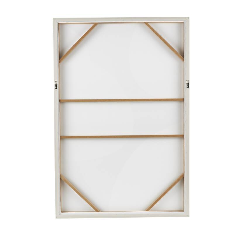 Wooden Geometric Living Room Framed Wall Art with Abstract Circles and Brown Wooden Frame - Beige or White - Roche River Decor