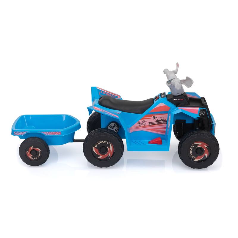 Electric 6V ATV Ride-On for Kids with Trailer, Bluetooth, Music, and Power Display, White, Ages 3-6