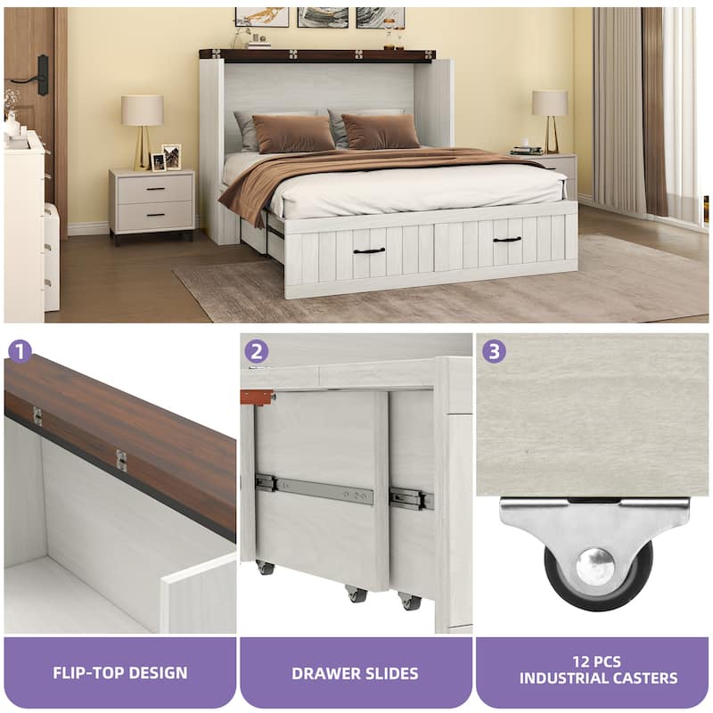 Murphy Bed Chest with Built-In Charger