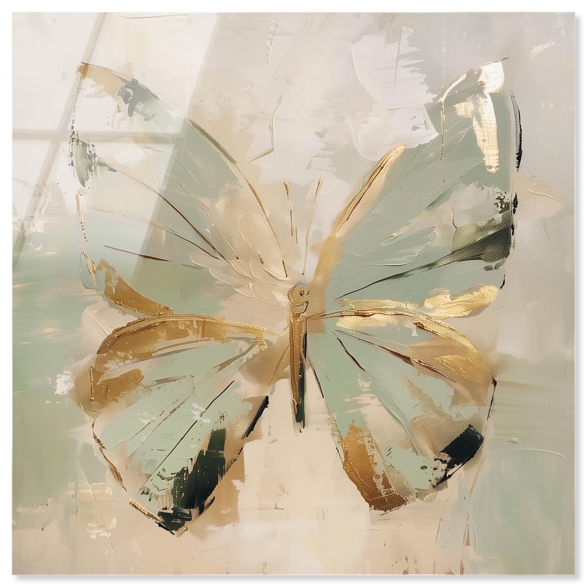Sage Butterfly Colorful Frameless Acrylic Glass Wall Art by Art Remedy