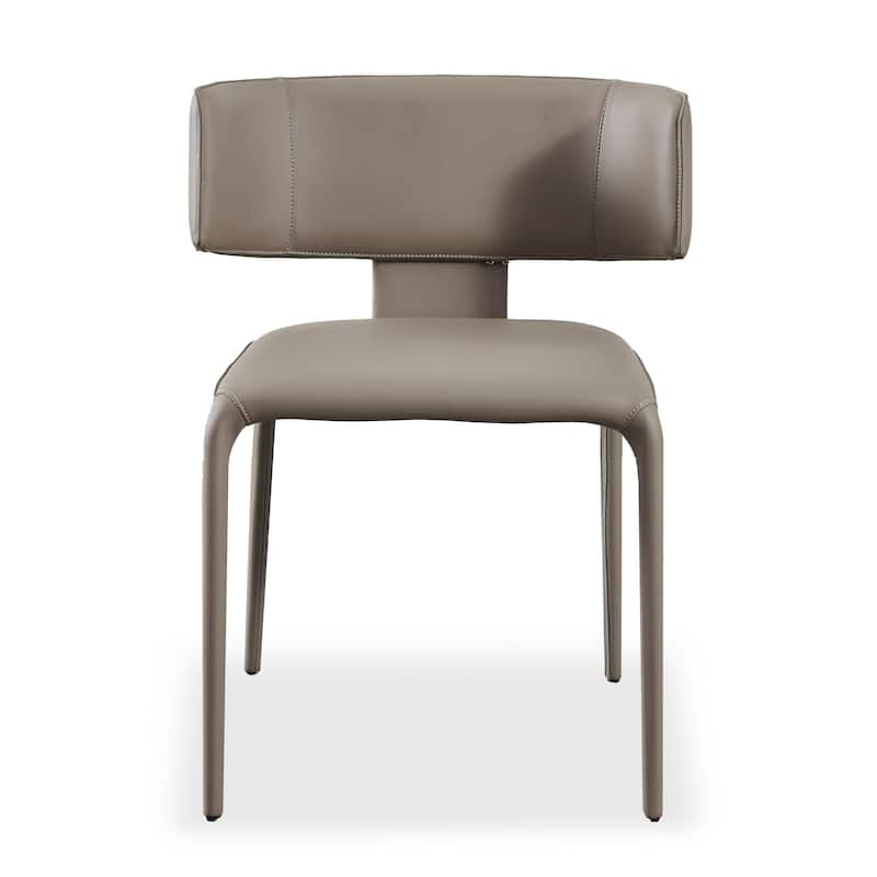 Cid Dell 21 Inch Dining Chair, Gray Faux Leather, Wingback, Metal Frame