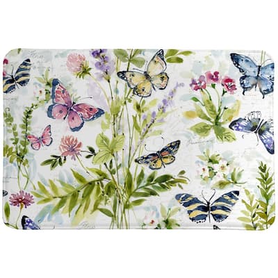 Watercolor Butterflies Memory Foam Rug